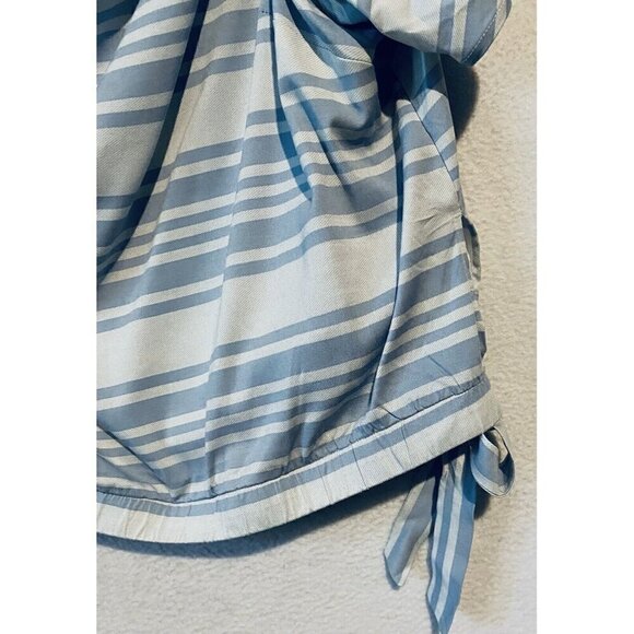 Torrid Top Womens 5X Blue White Striped Crop Off The Shoulder Beachy Boho - Picture 3 of 8